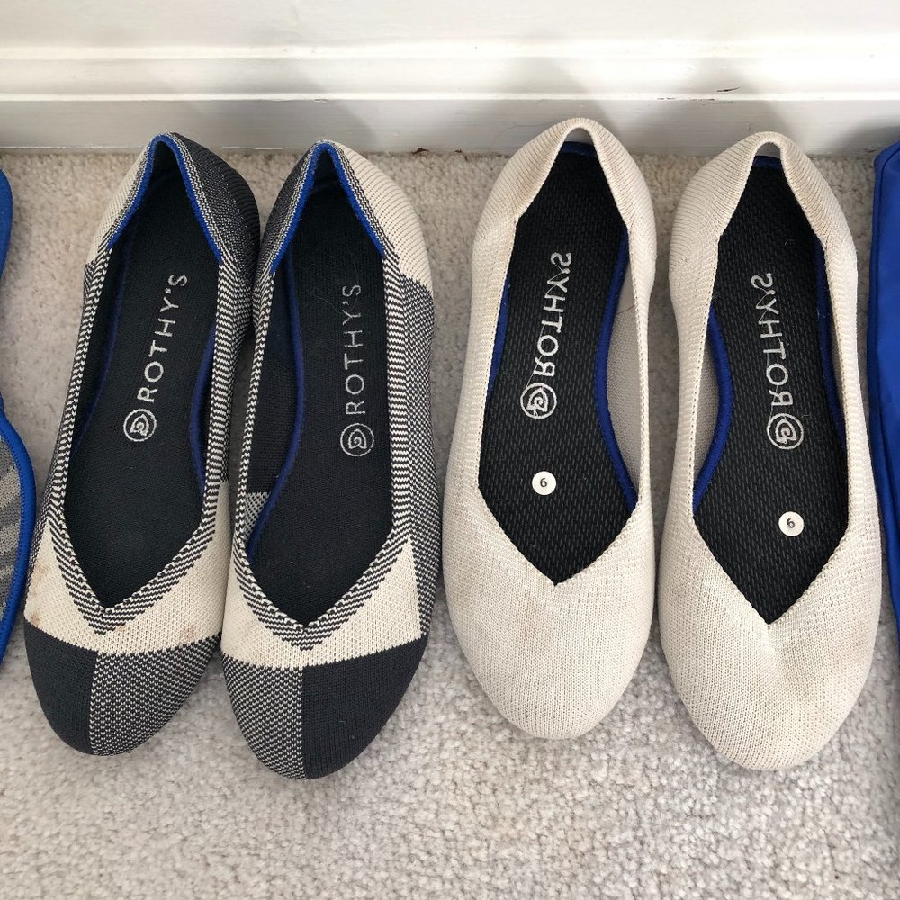 Two for one - Set of Rothy's shoes with bags and new insoles. Machine Washable~